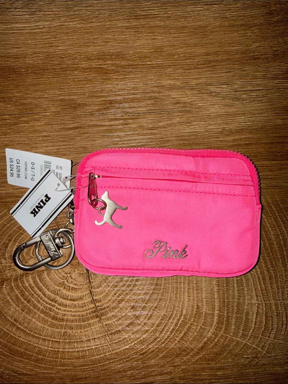 PINK Victoria's Secret Hot Pink Key & Card Holder Wallet